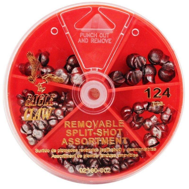 Surtido Plomadas de pellizco Eagle Claw Split-Shot Sinker Removibles - PAQx124